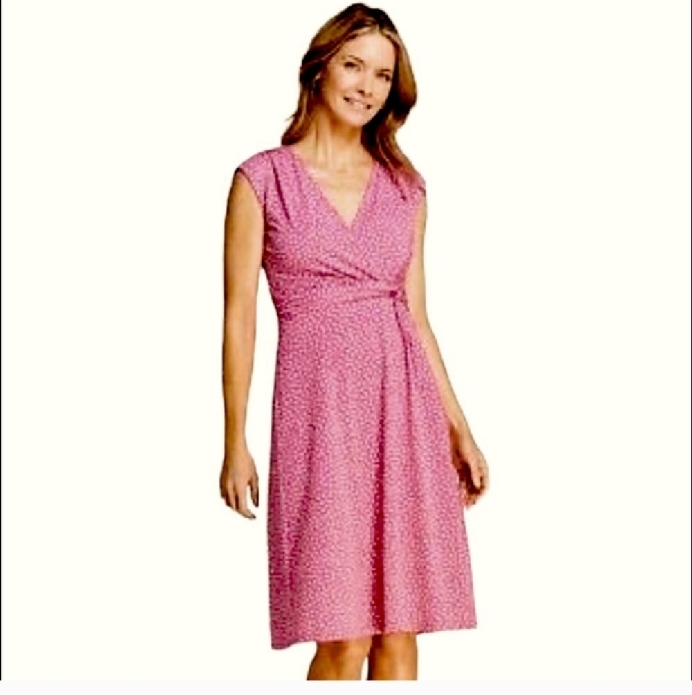 Lands’ End Jersey Surplice Fit and Flare Dress | Size Medium (8-10)